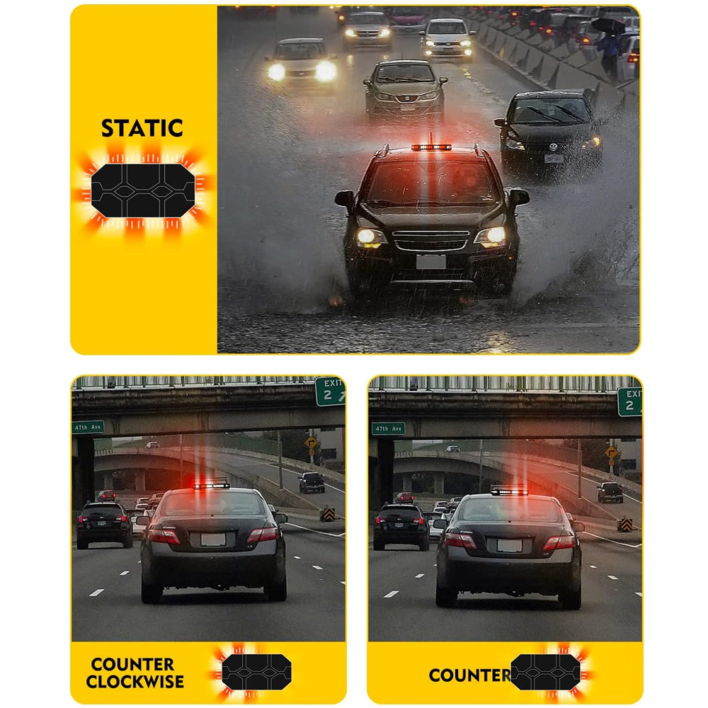 Red/White Magnetic Rooftop Strobe Beacon Light With Controller Warning Lamp