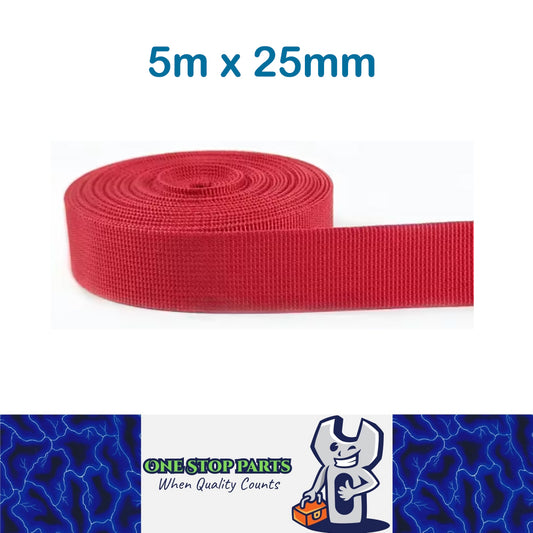 5m x 25mm Red Nylon Webbing Strap Safety Belt Knapsack Bag Leash DIY Crafting