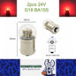 2 x Red G18 BA15S 1156 24V 12SMD 100LM LED Globes (2pcs)