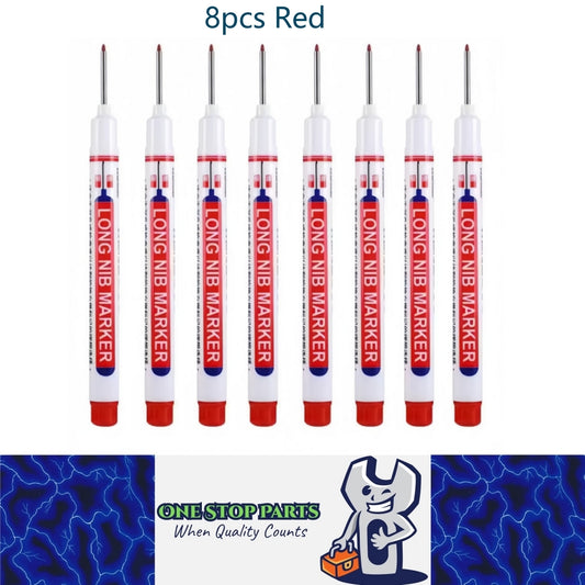 8 x 20mm Red Deep Hole Marker Pens 8pcs Red Long Tip Nib Markers (8pcs)