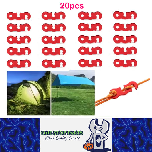 20 x Red Camping Tent Guyline Tensioners Rope Buckle S Type Cord Adjusters