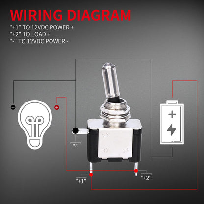 2pcs Red LED Toggle Switch 12V 20A with Safety Cover ON/Off Switch for Car Boat