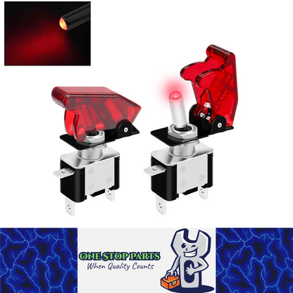 2pcs Red LED Toggle Switch 12V 20A with Safety Cover ON/Off Switch for Car Boat