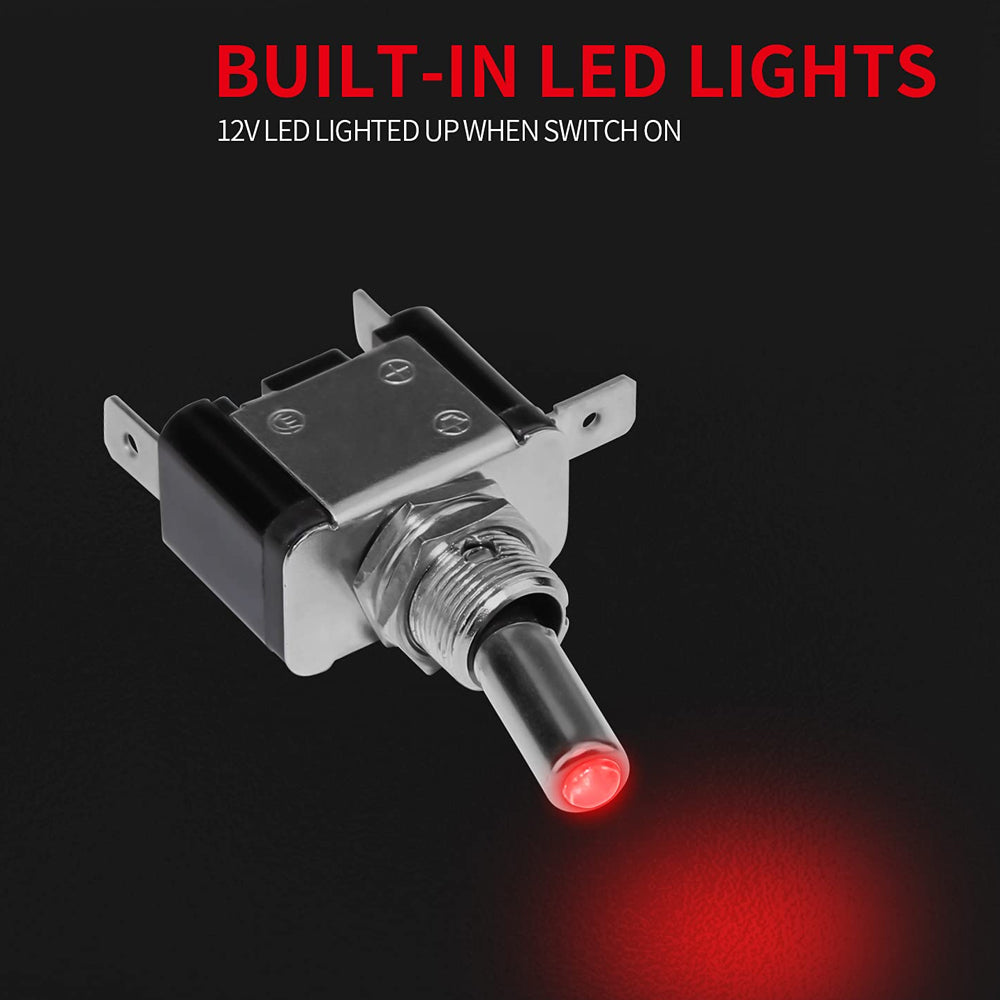 2pcs Red LED Toggle Switch 12V 20A with Safety Cover ON/Off Switch for Car Boat