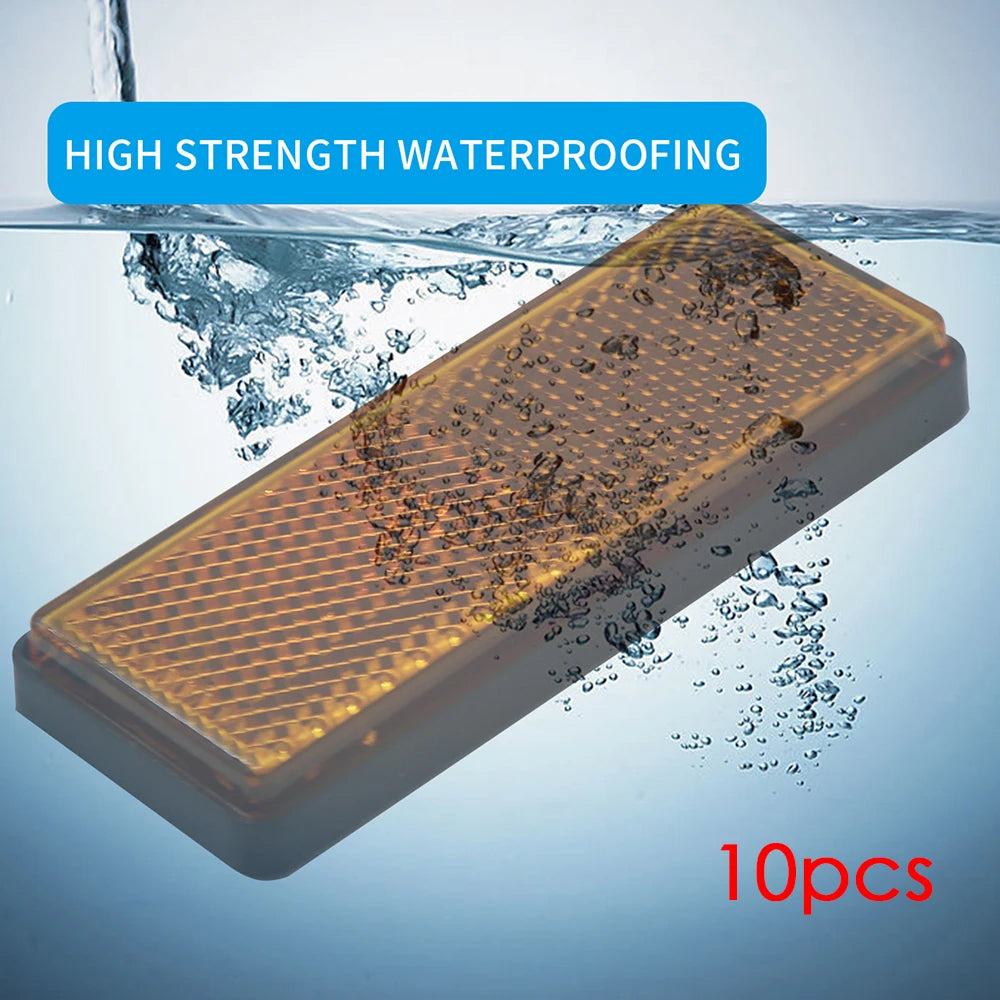 10 x Amber / Yellow Reflectors Ahesive Rectangle Reflectors 88 x 35mm 10pcs