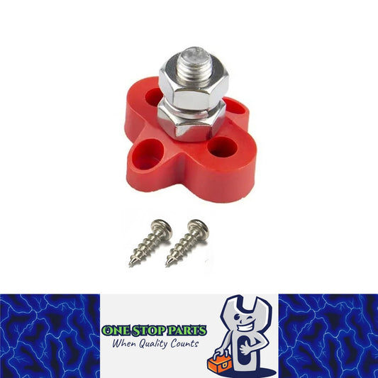 M10 Red Insulated Power Distribution Stud Terminal Block Single Stud