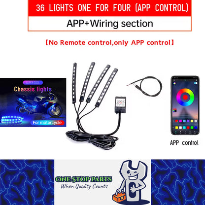 App Control 36LED Motorcycle LED Atmosphere Foot Light Flexible Strip Light