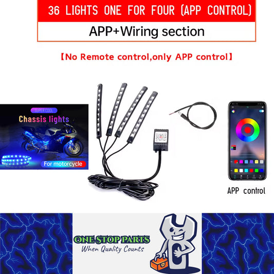 App Control 36LED Motorcycle LED Atmosphere Foot Light Flexible Strip Light