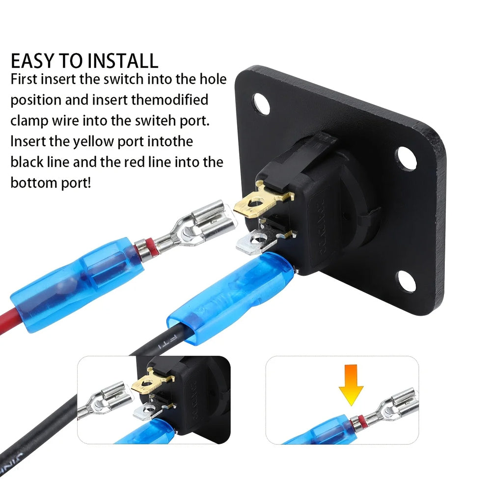 12v 5 x rocker button switches on panel with Blue LED Light pre wired with screw