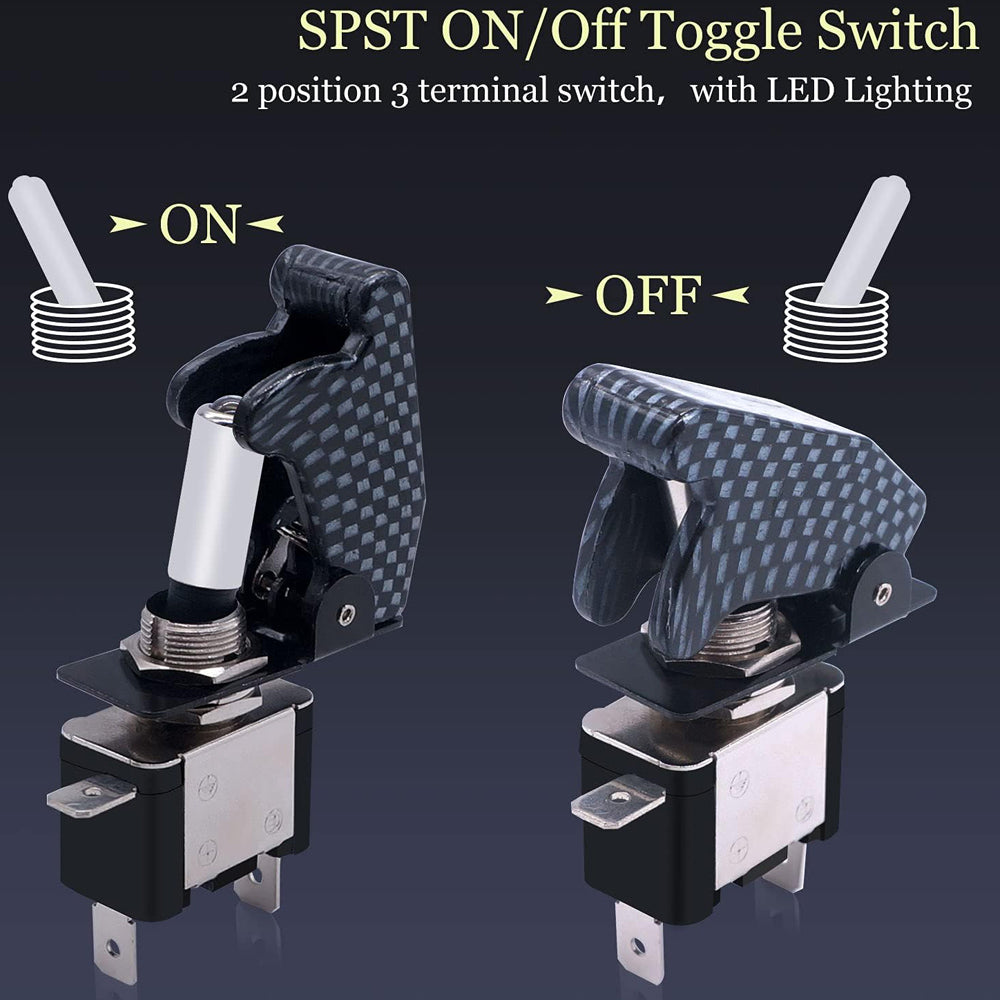 2 x Blue LED Toggle Switch 12V 20A with Grey Safety Cover ON/Off Switch Car Boat