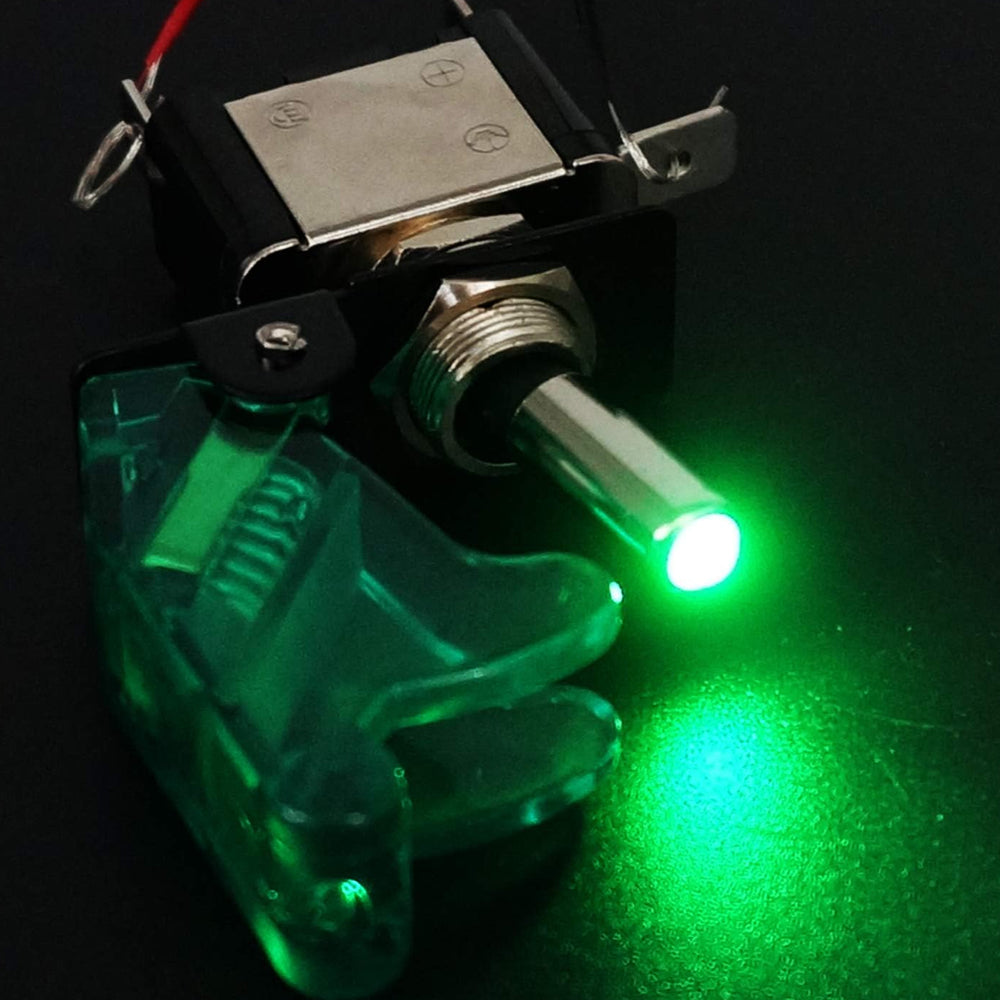 2pcs Green LED Toggle Switch 12V 20A with Safety Cover ON/Off Switch Car Boat
