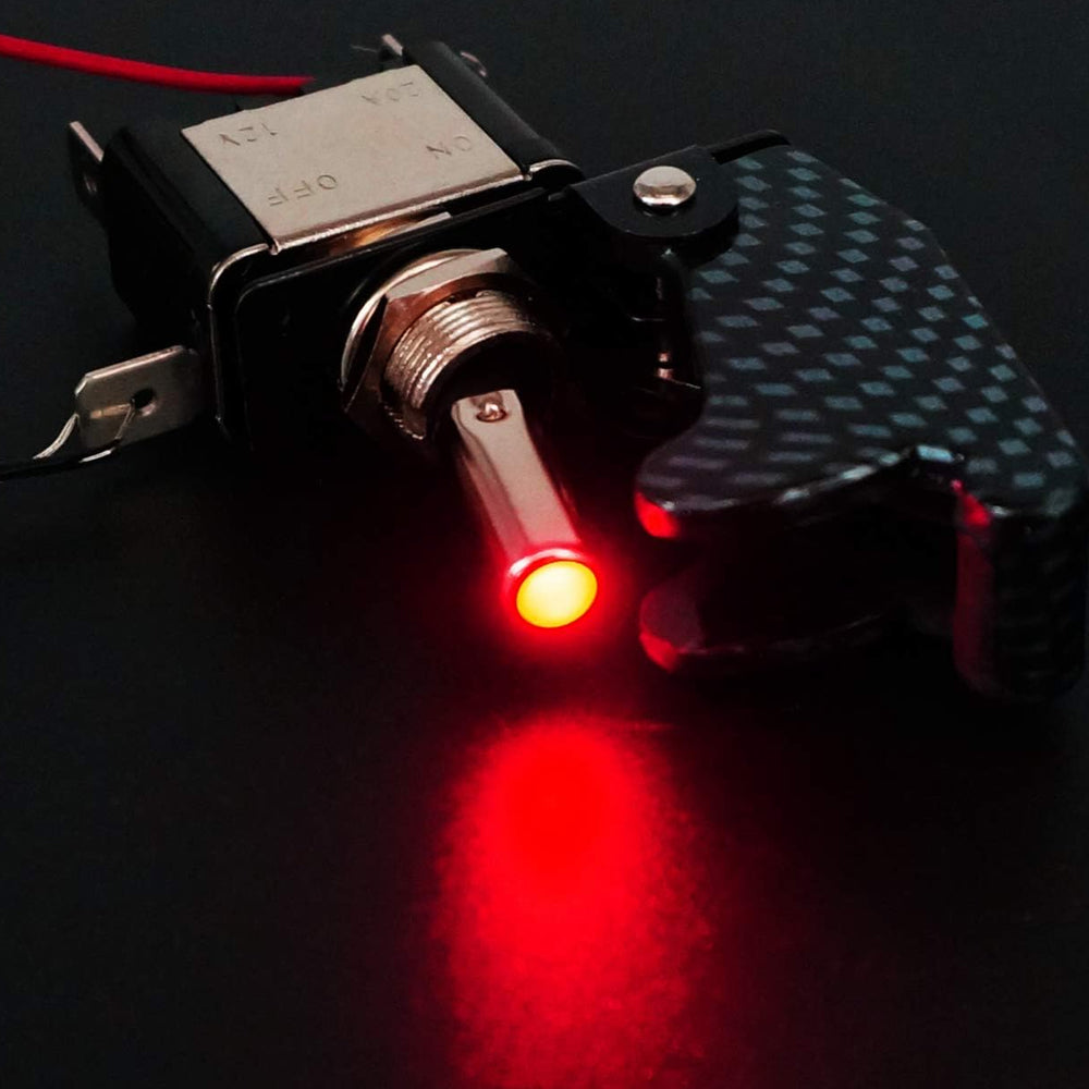 2 x Red LED Toggle Switch 12V 20A with Grey Safety Cover ON/Off Switch Car Boat