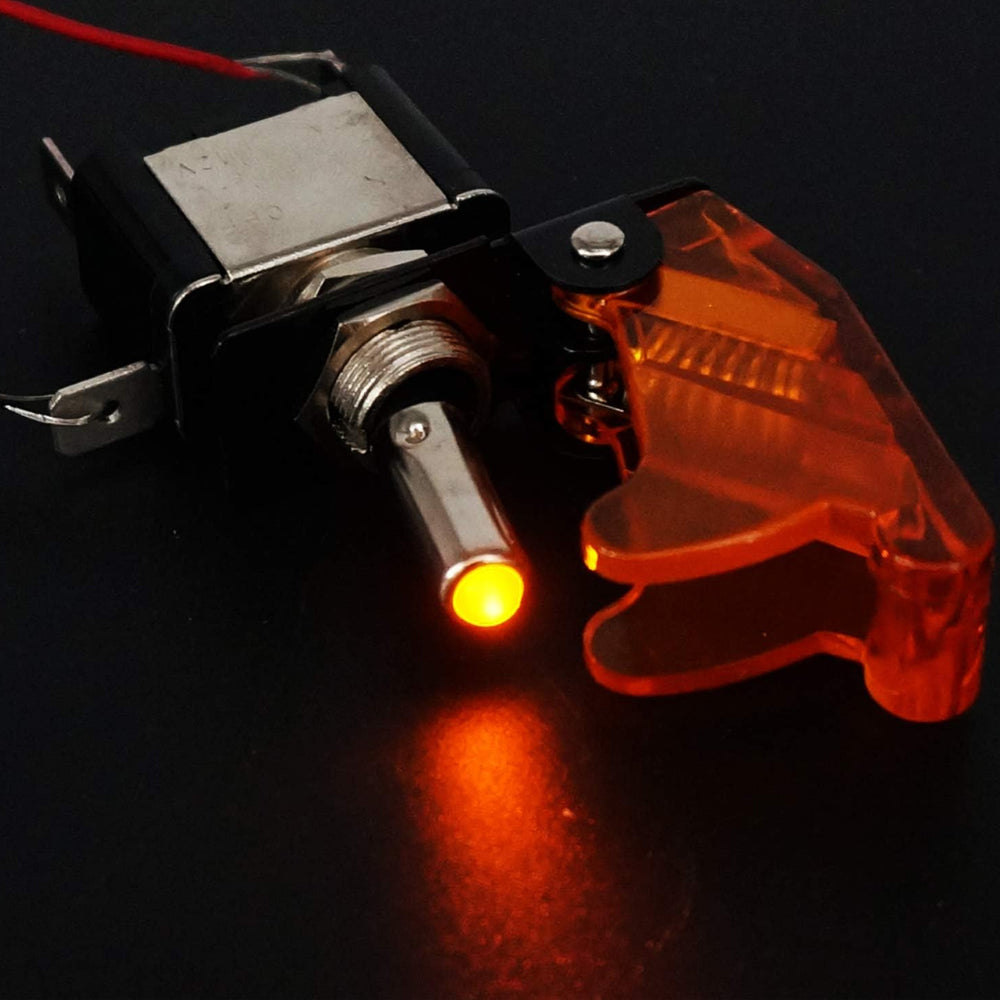 2x Yellow LED Toggle Switch 12V 20A with Safety Cover ON/Off Switch for Car Boat