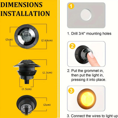 20 x Purple Round 1.91CM LED Side Marker Lamps 3LED 12V LED Indicator Lights