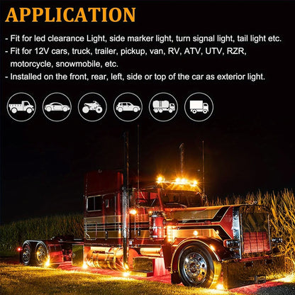 20 x Amber Round 1.91CM LED Side Marker Lamps 3LED 12V LED Side Marker Lamps