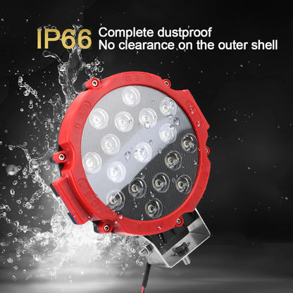 2 x Red Round LED Work Lights 177mm 51W 12-24V 6000K Spot Beam LED Spotlights