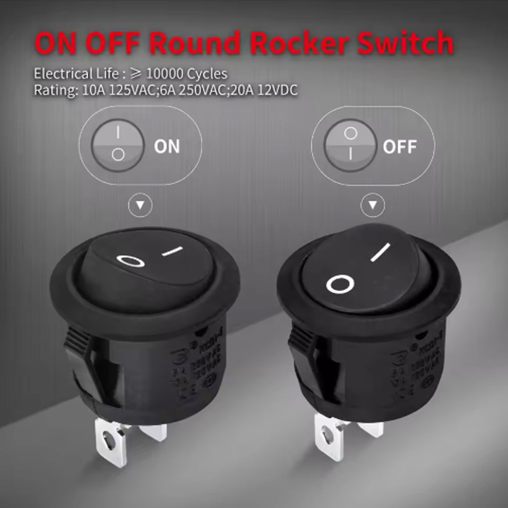 5 x Round Rocker Switch 2 PIN ON/OFF SPST 20mm Toggle Switch with Wire Switch