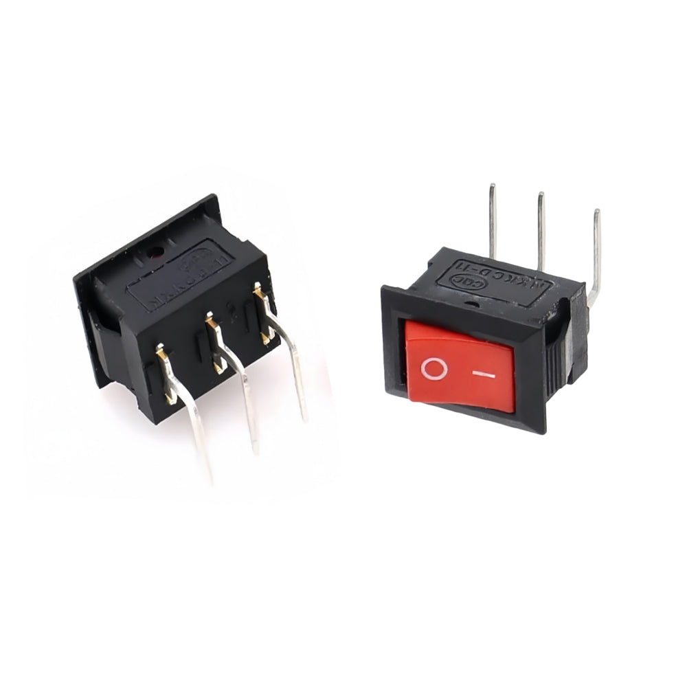 5 x Red Rocker Switches 10x15mm ON/OFF 3 Pin L Type SPST Panel Mini  Switches