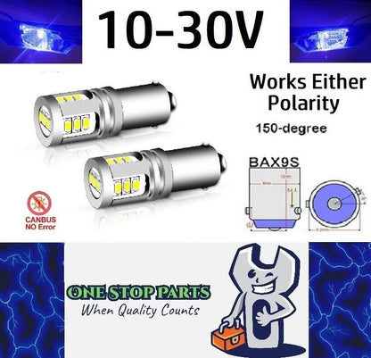2 x Blue BAX9S 10-30v 15smd error free, Canbus non polarity Blue (2pcs)