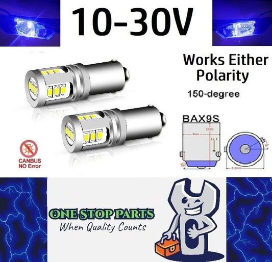 2 x Blue BAX9S 10-30v 15smd error free, Canbus non polarity Blue (2pcs)