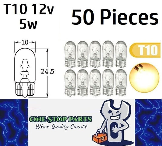 50 x T10 12v 5w Clear Coated Incandescent Canbus Globes (50pcs)