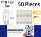 50 x T10 12v 5w Clear Coated Incandescent Canbus Globes (50pcs)
