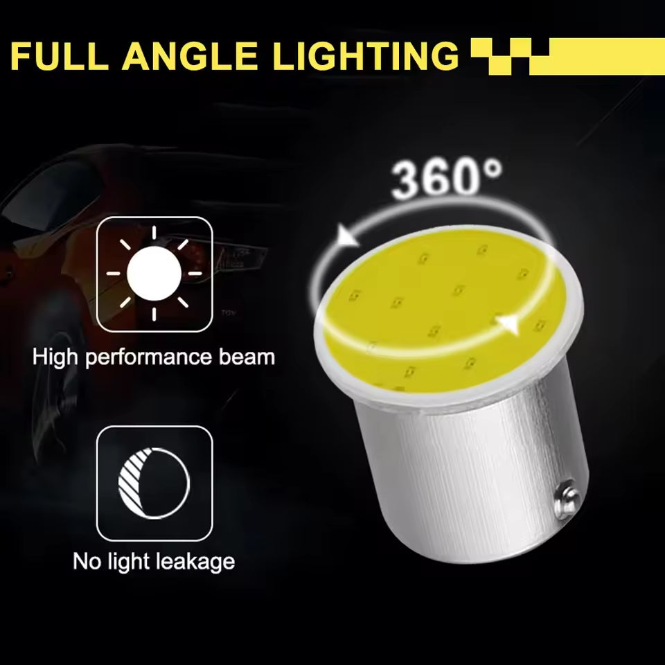 50 x Yellow BA15S 1156 12V COB Style Yellow Flat Face LEDs (50pcs)