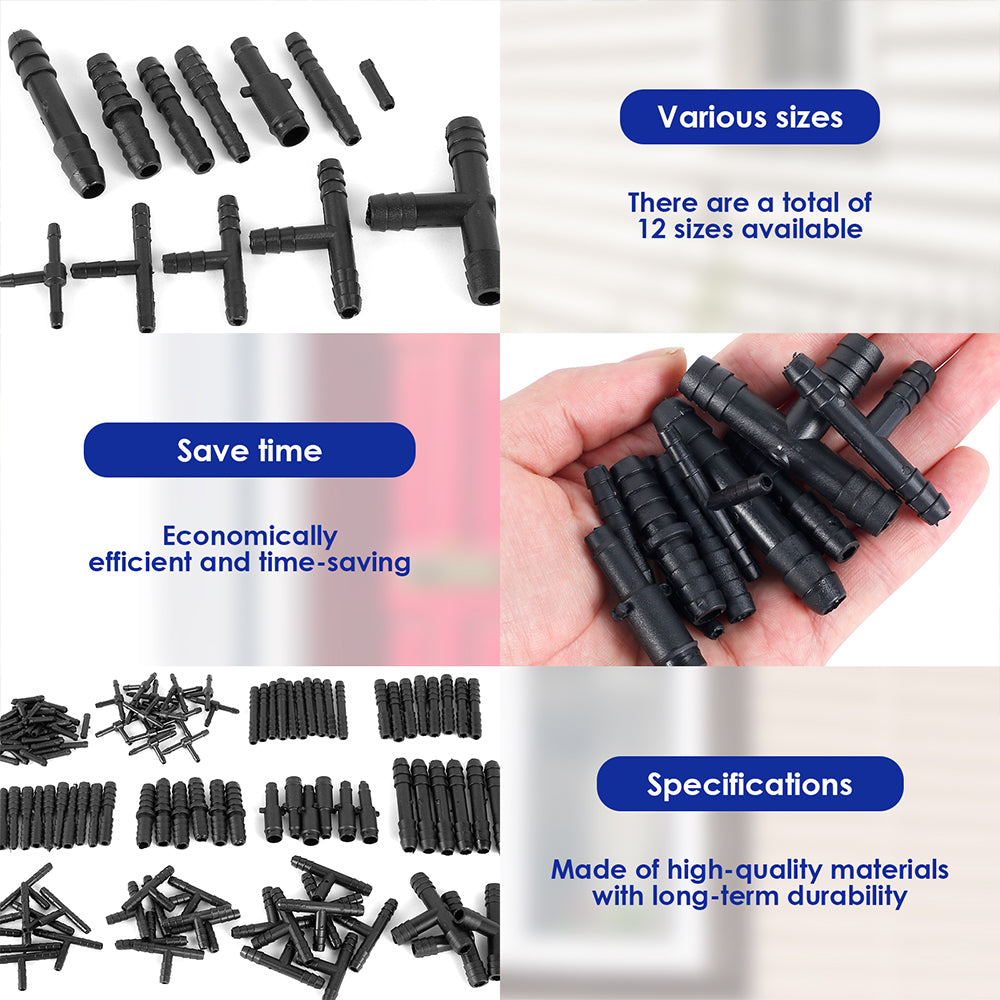 128PCS Vacuum repair hose kit joiners T pieces 9mm - 16mm variety mixed pack