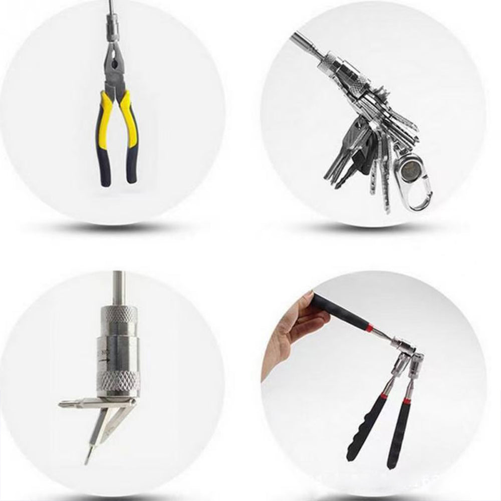 Telescopic Magnetic Pen Magnet Pick Up Tool Extendable Suction Rod with Light