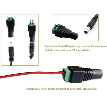 Pair 12V DC Power Male Female Plug Adapter Connector Jack for CCTV LED Light
