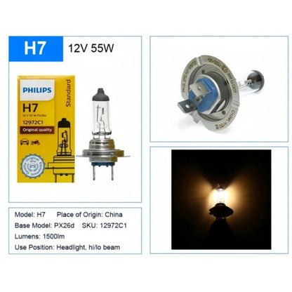 2 x PHILIPS H7 12V 55W Super Bright Halogen Clear Globes 3200k Original (2pcs)
