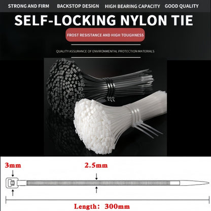 1000 x 300mm White Cable ties 2.5mm x 300mm White Plastic Nylon Ties (1000pcs)