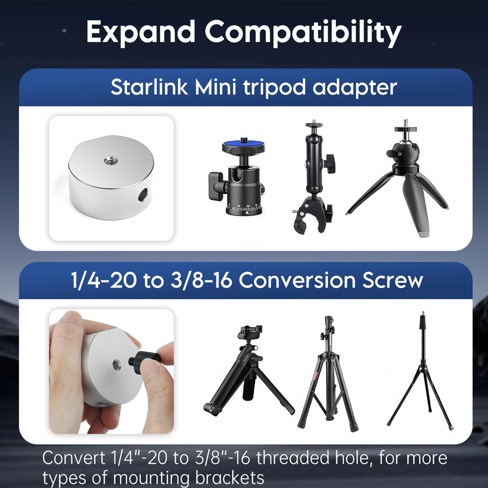 Starlink Mini 1/4 Screw Adapter Tripod Adapter for latest Starlink Pipe Adapter
