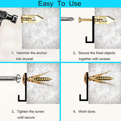 100pcs Self Drilling Drywall Anchors with Screws Expansion Nail Self-Tappe Screw