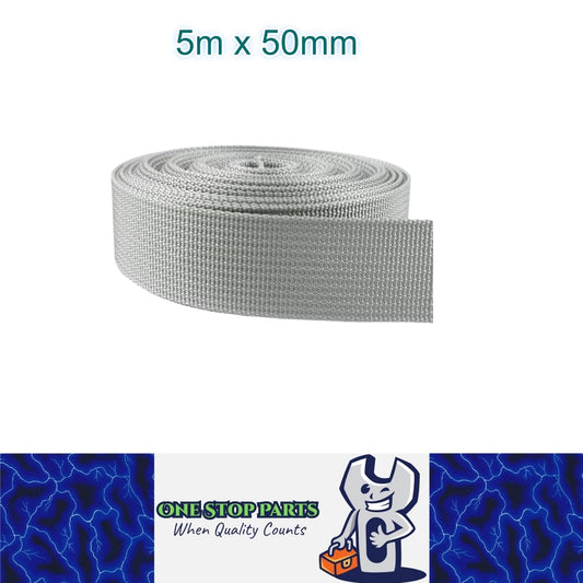 5m x 50mm SilverGray Nylon Webbing Strap Safety Belt Knapsack Bag Leash DIY