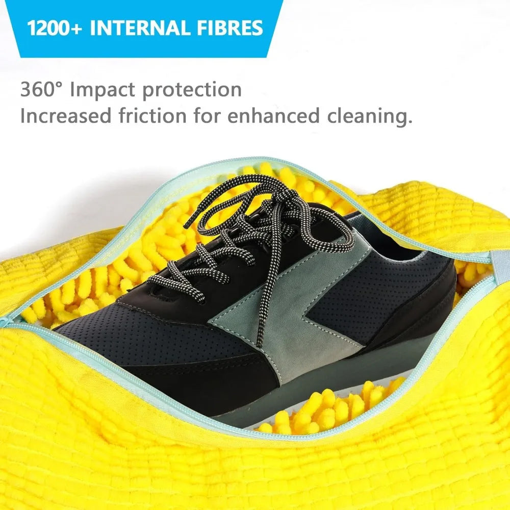 Shoe Washing Bag Fluffy Fiber 360° Clean Reusable Zipper Laundry Net for Sneaker