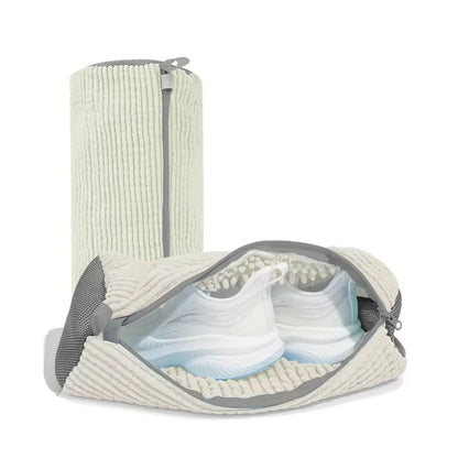 Shoe Washing Bag Fluffy Fiber 360° Clean Zipper Laundry Net Reusable for Sneaker