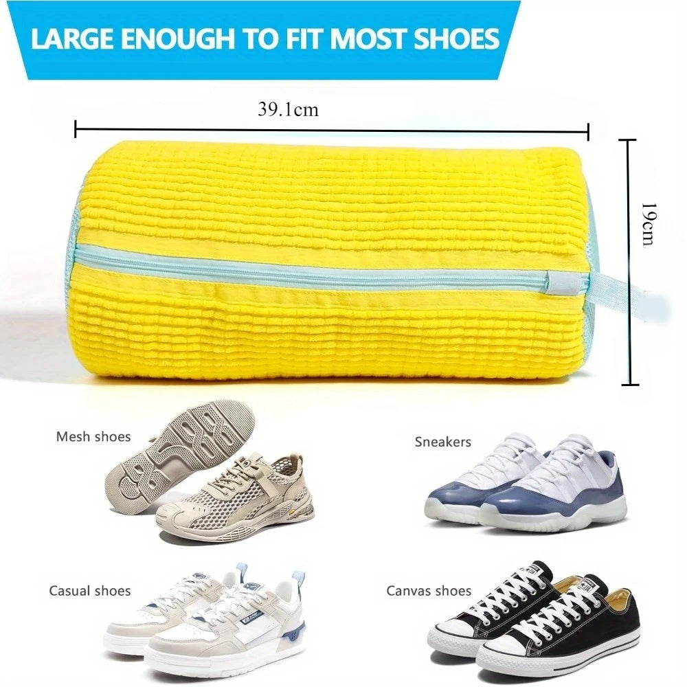 Shoe Washing Bag Fluffy Fiber 360° Clean Reusable Zipper Laundry Net for Sneaker