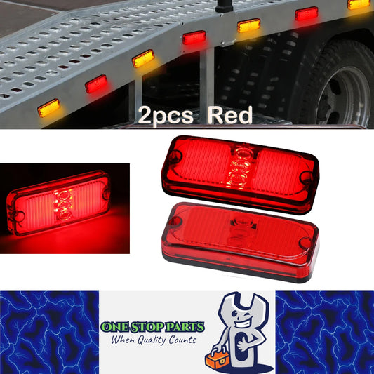 2 x Red LED Rear Marker Lamps 100x41mm 12V/24V Trailer Truck LED Marker Lights