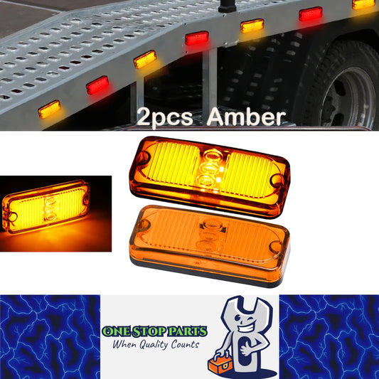 2 x Amber LED Side Marker Lamps 100x41mm 12V/24V Trailer Truck LED Marker Light