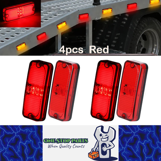 4 x Red LED Rear Marker Lamps 100x41mm 12V/24V Trailer Truck LED Marker Lights