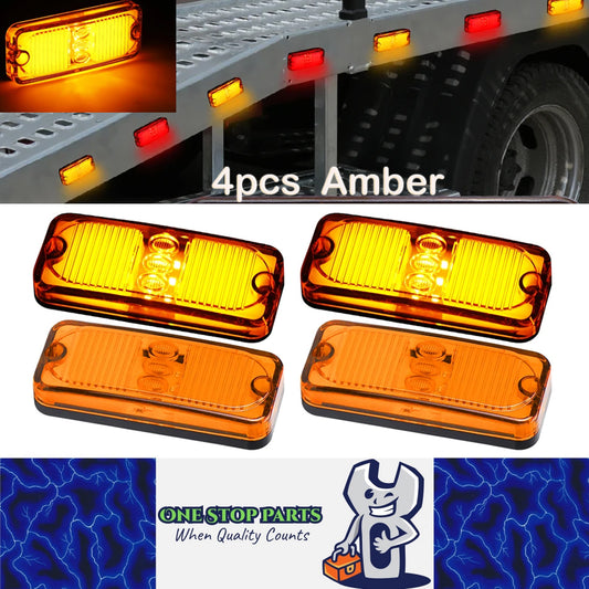 4 x Amber LED Side Marker Lamps 100x41mm 12V/24V Trailer Truck LED Marker Light