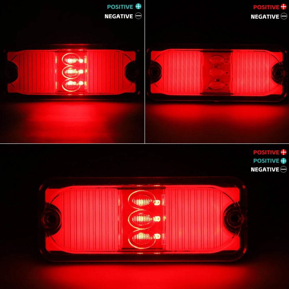 2 x Red LED Rear Marker Lights & 2 x Amber LED Side Marker Lamps 100x41mm 12-24V