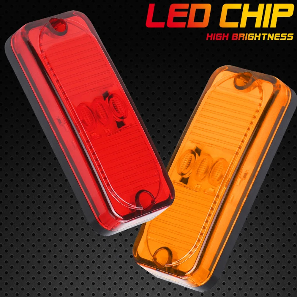 2 x Red LED Rear Marker Lights & 2 x Amber LED Side Marker Lamps 100x41mm 12-24V