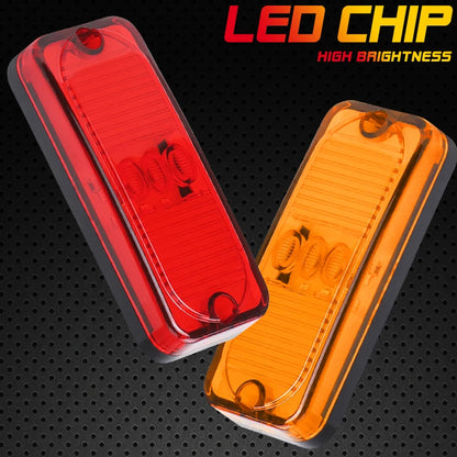 2 x Red LED Rear Marker Lights & 2 x Amber LED Side Marker Lamps 100x41mm 12-24V