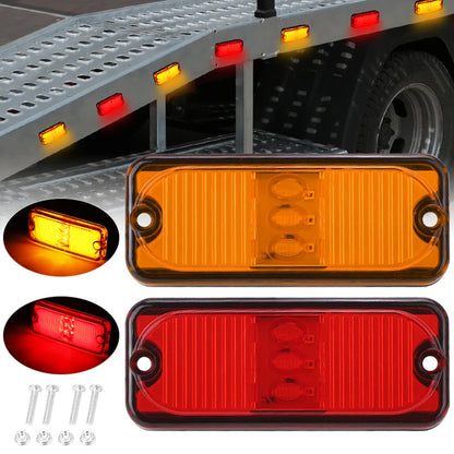2 x Red LED Rear Marker Lights & 2 x Amber LED Side Marker Lamps 100x41mm 12-24V