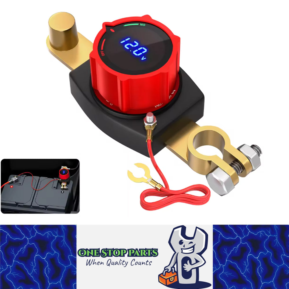 250A Top Post Battery Disconnect Switch 12-48V LED Voltmeter Battery Clamp Post