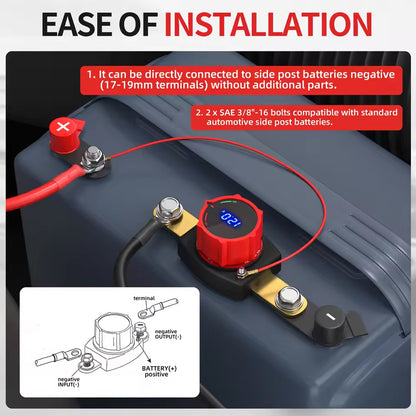 Side Post Battery Disconnect Switch 275A 12-48V LED Voltmeter Cut Off Switch