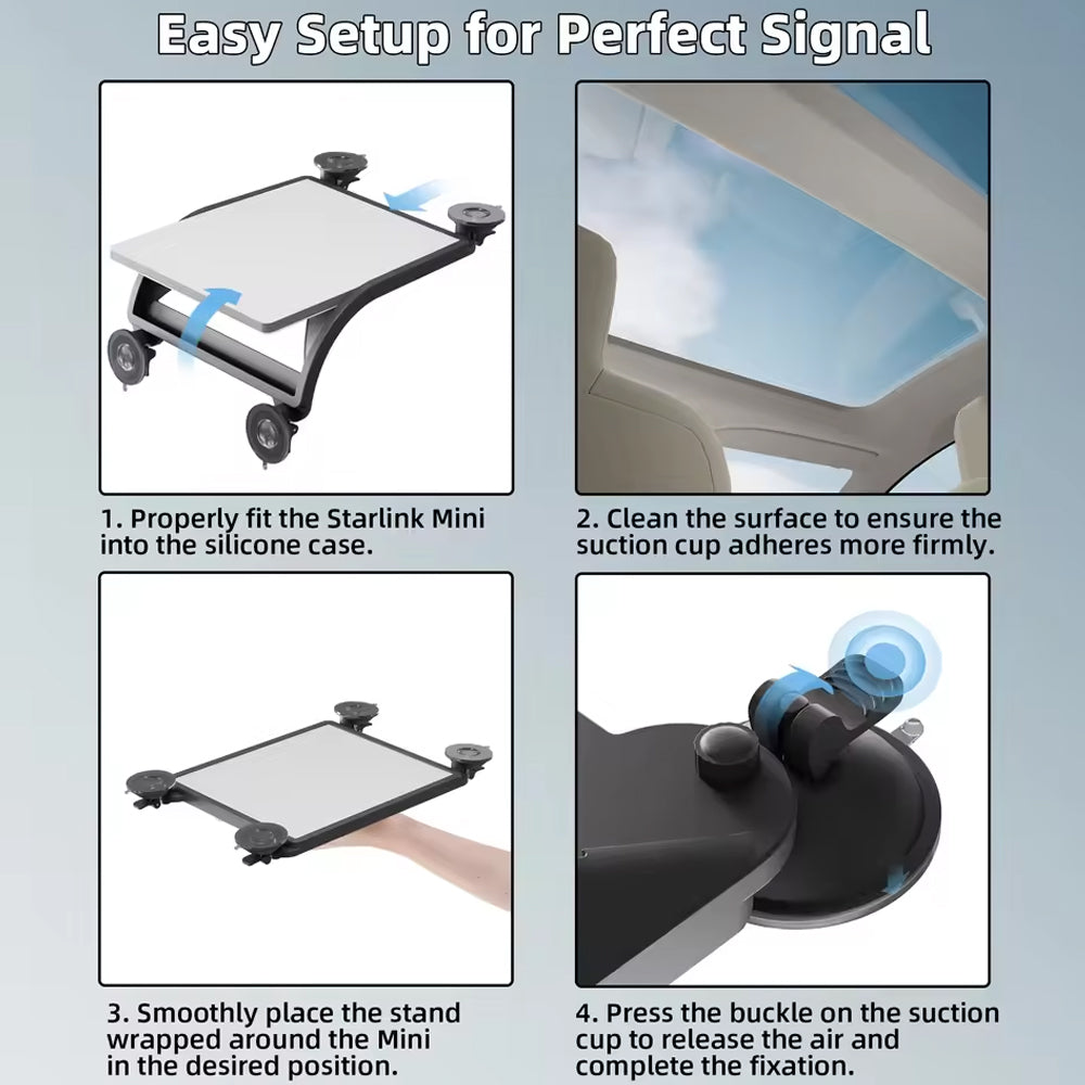 Starlink Mini Silicone Protect Case with Suction Cup Mount for Sunroof Window