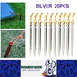 20 x Silver Tent Stakes 18CM Tri-Beam Tent Pegs with Rope Ground Nails Stakes